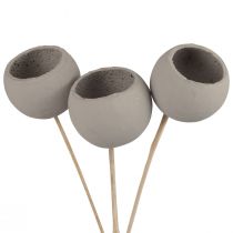 Artículo Campanas decorativas de flores secas con tallo gris 37cm 3 piezas