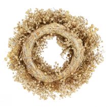 Artículo Corona de flores secas corona decorativa blanqueada crema Ø25cm