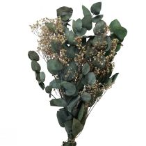 Ramo de flores secas eucalipto gypsophila preservado 50cm verde