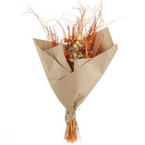 Artículo Ramo decorativo seco "Cardo y Milenrama" Naranja-Natural en Blanqueado, 55 cm, 150 g - Estilo Campestre