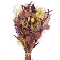 Artículo Ramo seco amarillo violeta verde eucalipto craspedia 53cm 150g
