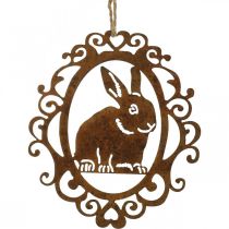 Conejito para colgar pátina Decoración de Pascua conejito de Pascua de metal Al. 20 cm