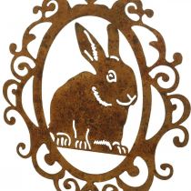 Conejito para colgar pátina Decoración de Pascua conejito de Pascua de metal Al. 20 cm