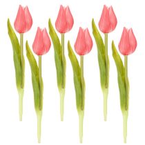 Artículo Flor de tulipán de alta calidad como réplica realista para jarrones de mesa, 21 cm, 6 piezas