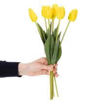 Artículo Flores de tulipán artificiales para una decoración primaveral realista en el salón o la oficina, 40 cm, 7 piezas