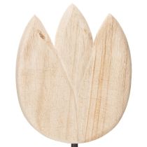 Artículo Figura decorativa de tulipán de madera sobre soporte para un toque primaveral, 47,5 cm