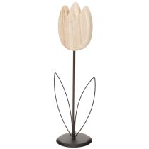 Artículo Figura decorativa de tulipán de madera sobre soporte para un toque primaveral, 47,5 cm