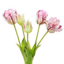 Artículo Tulipanes artificiales loro tulipanes morados ramo con 5 flores 40cm