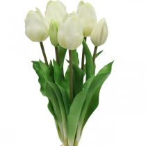 Artículo Tulipanes artificiales blanco crema tacto real 38cm 7 uds