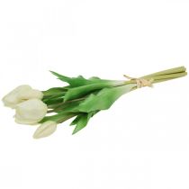 Artículo Tulipanes artificiales blanco crema tacto real 38cm 7 uds