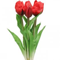 Tulipán rojo flor artificial tulipán decoración Real Touch 38cm paquete de 7 piezas