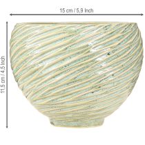Artículo Macetero decorativo cuenco de cerámica en color verde Ø15cm H11cm 2uds