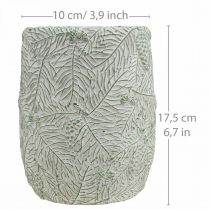 Artículo Jardinera cerámica verde blanco gris ramas pino Ø12cm H17.5cm