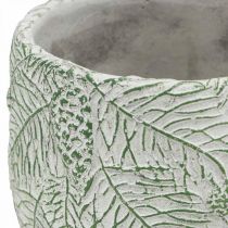 Jardinera cerámica verde blanco gris ramas abeto Ø13.5cm H13.5cm