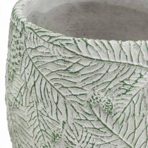 Artículo Jardinera cerámica verde blanco gris ramas abeto Ø12.5cm H12cm