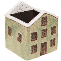 Artículo Maceta de cerámica para casa de Adviento, color menta, blanco, 10 x 10 x 12 cm