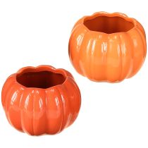 Artículo Maceta de cerámica con forma de calabaza naranja Ø9,5cm H6,5cm 4 uds