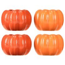 Artículo Maceta de cerámica con forma de calabaza naranja, Ø9,5cm, alto 6,5cm, 4 unidades