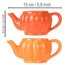 Artículo Maceta/tetera de cerámica, color naranja surtido, 15×9×6,5 cm, 2 piezas
