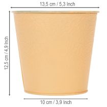 Artículo Maceta metálica, color naranja pastel, Ø13,5 cm, H12,5 cm