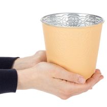 Artículo Maceta metálica, color naranja pastel, Ø13,5 cm, H12,5 cm