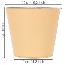 Artículo Maceta metálica, color naranja pastel, Ø16cm H14cm