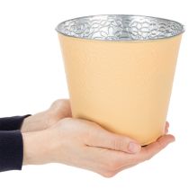 Artículo Maceta metálica, color naranja pastel, Ø16cm H14cm