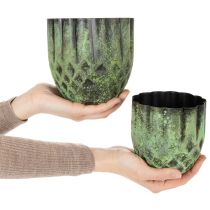 Artículo Maceta metálica vintage, verde, Ø14/12cm, juego de 2