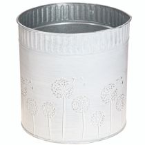 Artículo Maceta de metal con forma de diente de león, color blanco, Ø15,5 cm, altura 15,5 cm