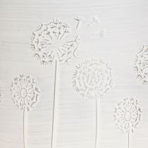 Artículo Maceta de metal con forma de diente de león, color blanco, Ø15,5 cm, altura 15,5 cm