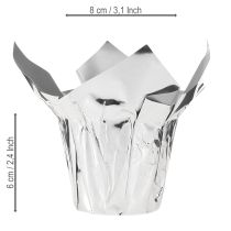 Artículo Maceta plata brillo embalaje regalo Ø5,5cm H6cm 8 uds