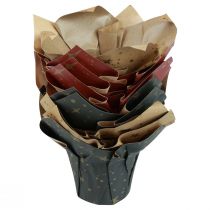 Artículo Macetero estrellas de papel rojo/antracita/natural Ø12cm H12cm 9ud