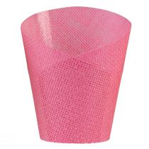 Artículo Jardinera de papel tejido rosa, amarillo, verde Ø7cm H13cm 12ud
