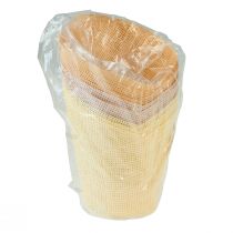 Artículo Jardinera de papel tejido vainilla, naranja, rosa Ø9cm H18cm 9ud