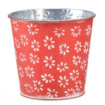 Artículo Maceta mini maceta roja blanca floral metal Ø10.5cm H10.5cm