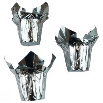 Artículo Macetero plateado brillante embalaje de regalo Ø5,5cm H6cm 8 piezas