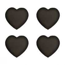 Artículo Corazón de pizarra para el día de San Valentín, corazón decorativo negro, ancho 16 cm, 4 unidades
