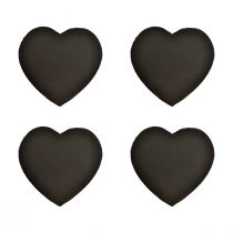 Artículo Decoración de corazón de pizarra para el día de San Valentín corazón negro L16cm 4 piezas