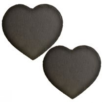 Artículo Corazón de pizarra de San Valentín Corazón decorativo negro 25 cm 2 piezas