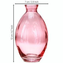 Artículo Jarrón bulboso, mini jarrones, cristal rosa tintado, Ø7cm, H12cm, 6 piezas