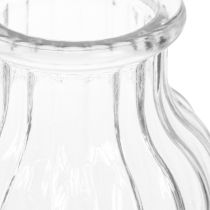 Artículo Jarrón de cristal con ranuras, jarrón de cristal decorativo de cristal transparente Ø11cm H15cm 2uds