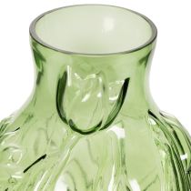 Artículo Jarrón de cristal con diseño de tulipán en relieve para decoración de interiores, 22,5cm