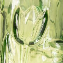 Artículo Jarrón de cristal con diseño de tulipán en relieve para un diseño armonioso de la estancia, 30 cm