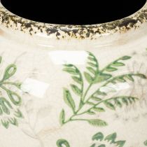 Artículo Jarrón con delicado estampado vegetal para decoración del hogar, 19 cm.