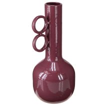 Artículo Jarrón moderno y artístico con cuello largo y asas redondas para interiores elegantes, 24 cm.