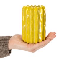 Artículo Jarrón de cerámica con forma de cactus, diseño acanalado para un estilo moderno, 13 cm, 4 piezas