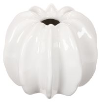 Artículo Jarrón de cerámica con forma de calabaza, blanco, decoración para el hogar, 15 cm.