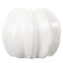 Artículo Jarrón de cerámica con forma de calabaza, blanco, decoración para el hogar, 15 cm.
