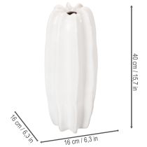Artículo Jarrón acanalado, jarrón de cerámica moderno para flores secas, 40 cm