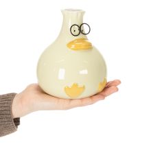Artículo Jarrón con figura de pato, cerámica, diseño alegre, ideal para interiores modernos, 15 cm, 2 piezas